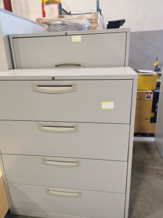 4 AND 5 DRAWER 42 WIDE LATERAL FILES - GREY.