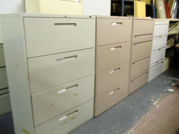 4 DRAWER LATERAL FILES - MISC. SINGLE  COLORS .