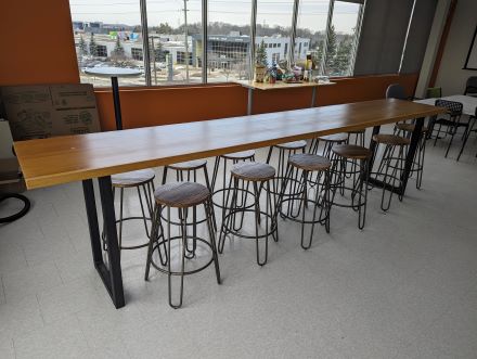 Lunchroom table 2 ft x 10 ft size with stools
